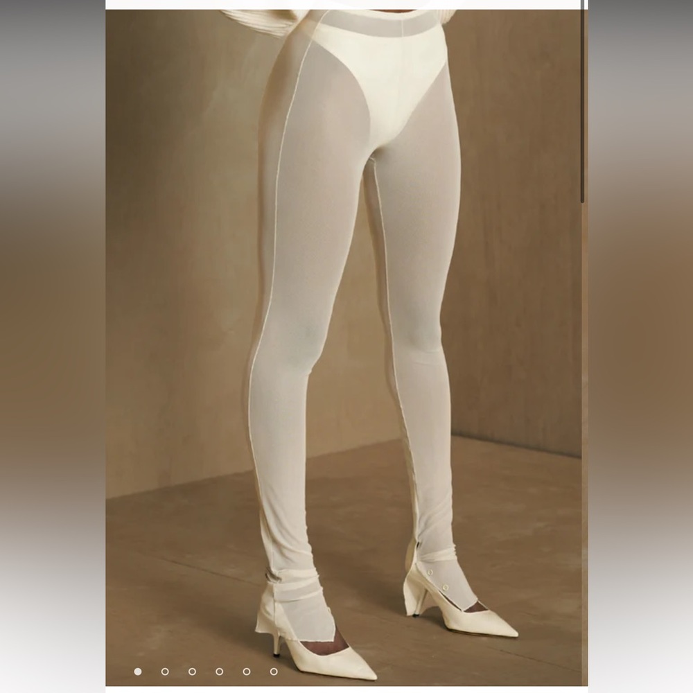 Joah Brown SPLIT HEM LEGGING PORCELAIN MESH XS NWT